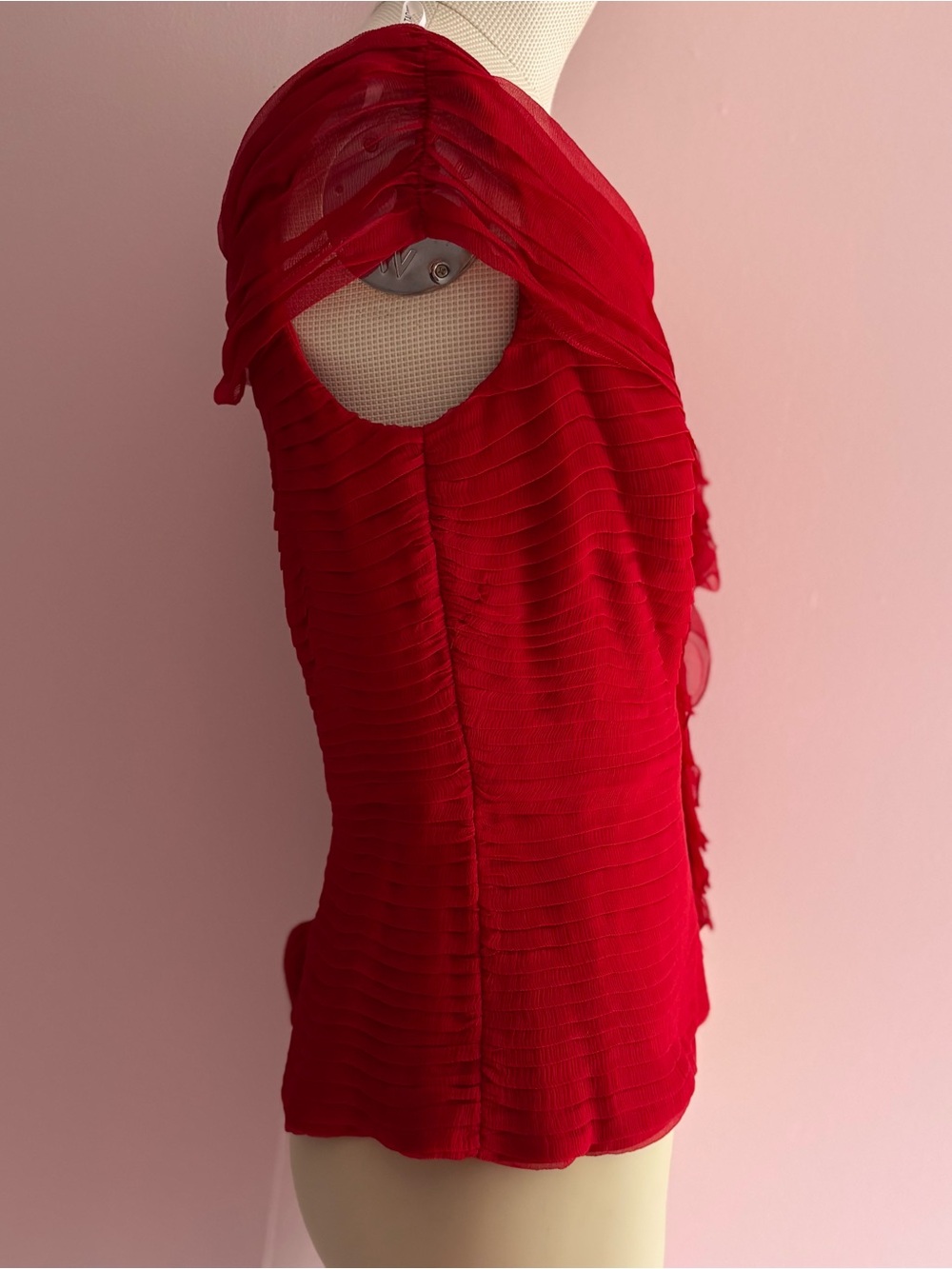 Red Ruffled One-Shoulder Women’s Blouse - Picture 5 of 7